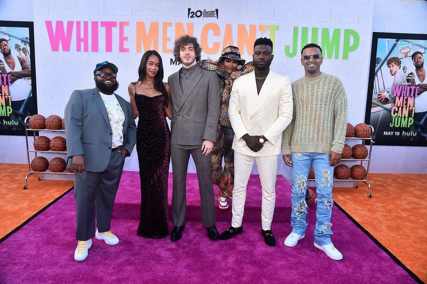 Jack Harlow and Sinqua Walls with other cast members of White Men Can&#039;t Jump (Image via Getty)