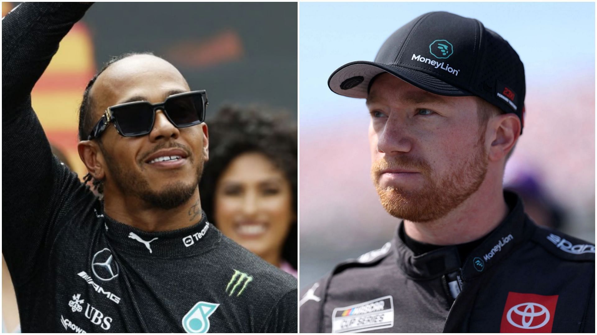 Lewis Hamilton (L) and Tyler Reddick (R) (Collage via Sportskeeda)