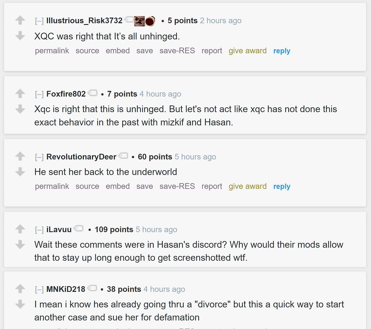 Redditors discussing the streamers&#039; controversy (Image via r/LivestreamFail)