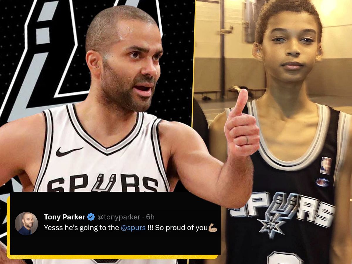 Tony Parker tweets a picture of young Victor Wembanyama wearing his jersey