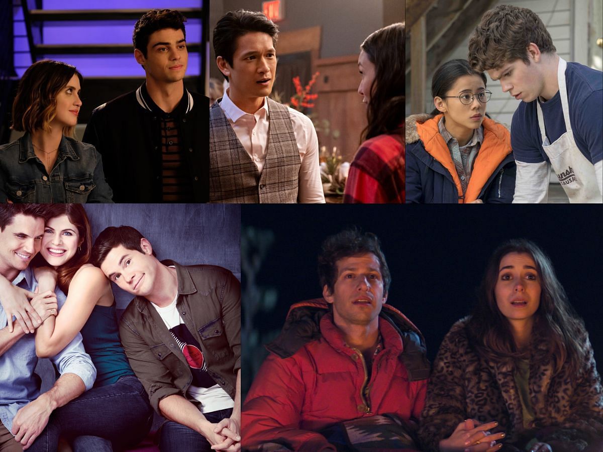 Collage of scenes from new-age Netflix rom-coms (images via IMDB)