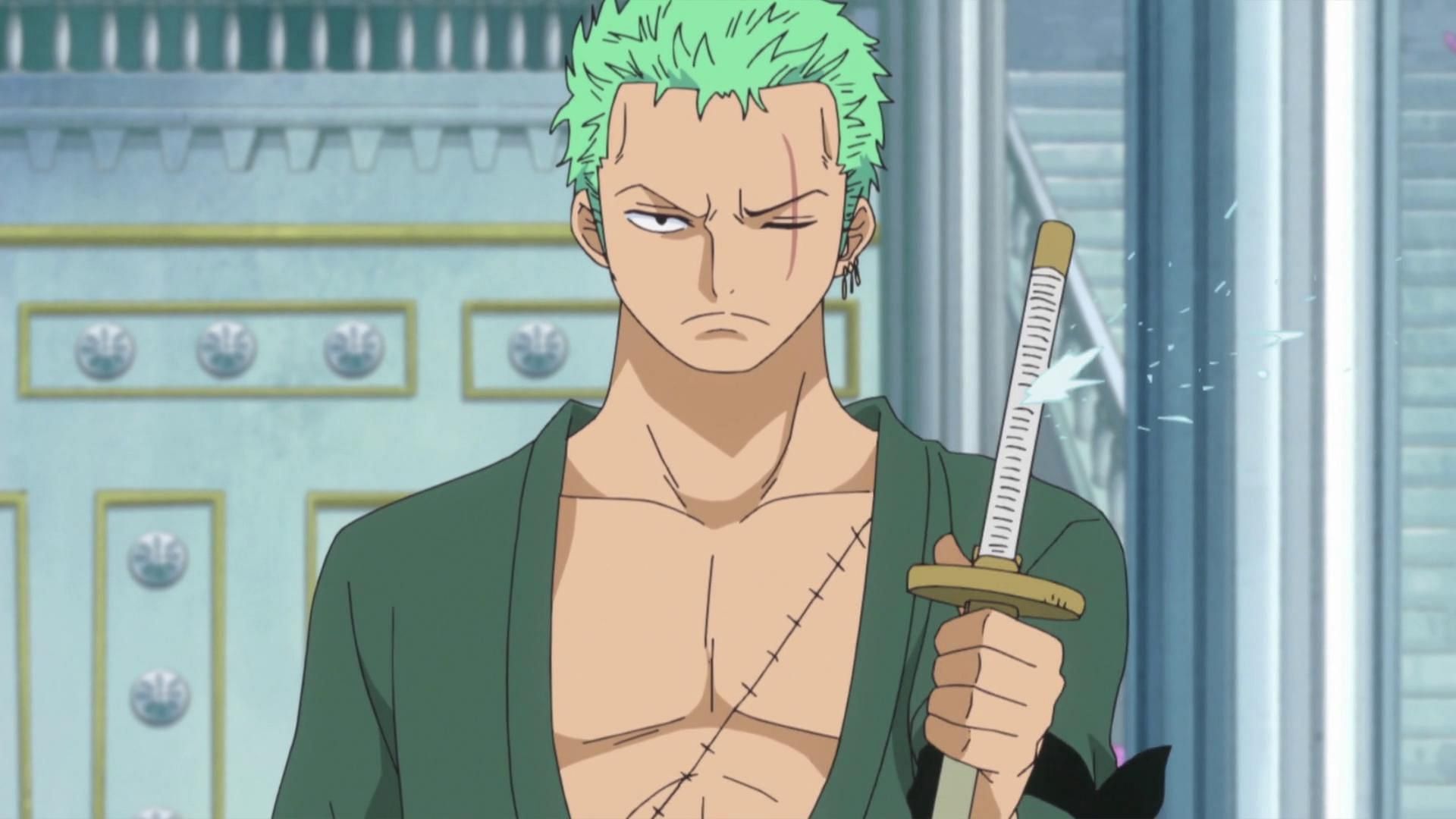 Zoro in his post time skip outfit (Image via Toei Animation, One Piece)