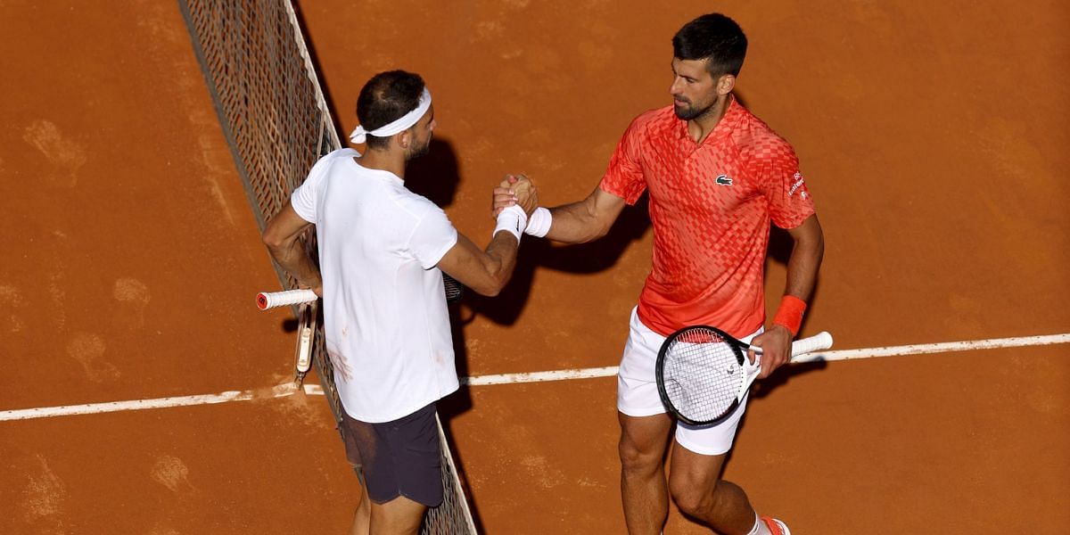 Grigor Dimitrov and Novak Djokovic pictured after their match.