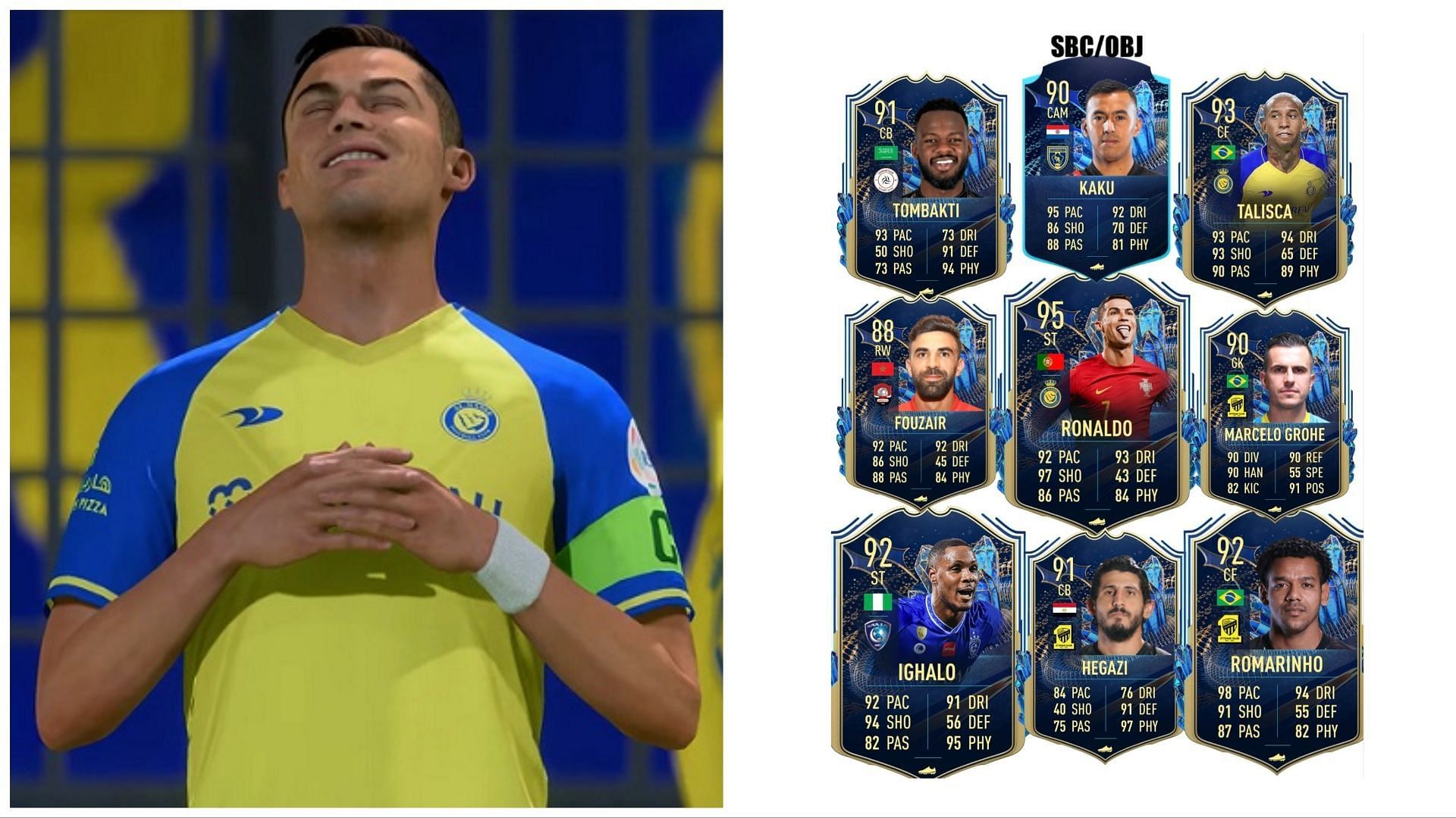 Saudi League TOTS have been leaked (Images via EA Sports and Twitter/FIFA23Leaked_)