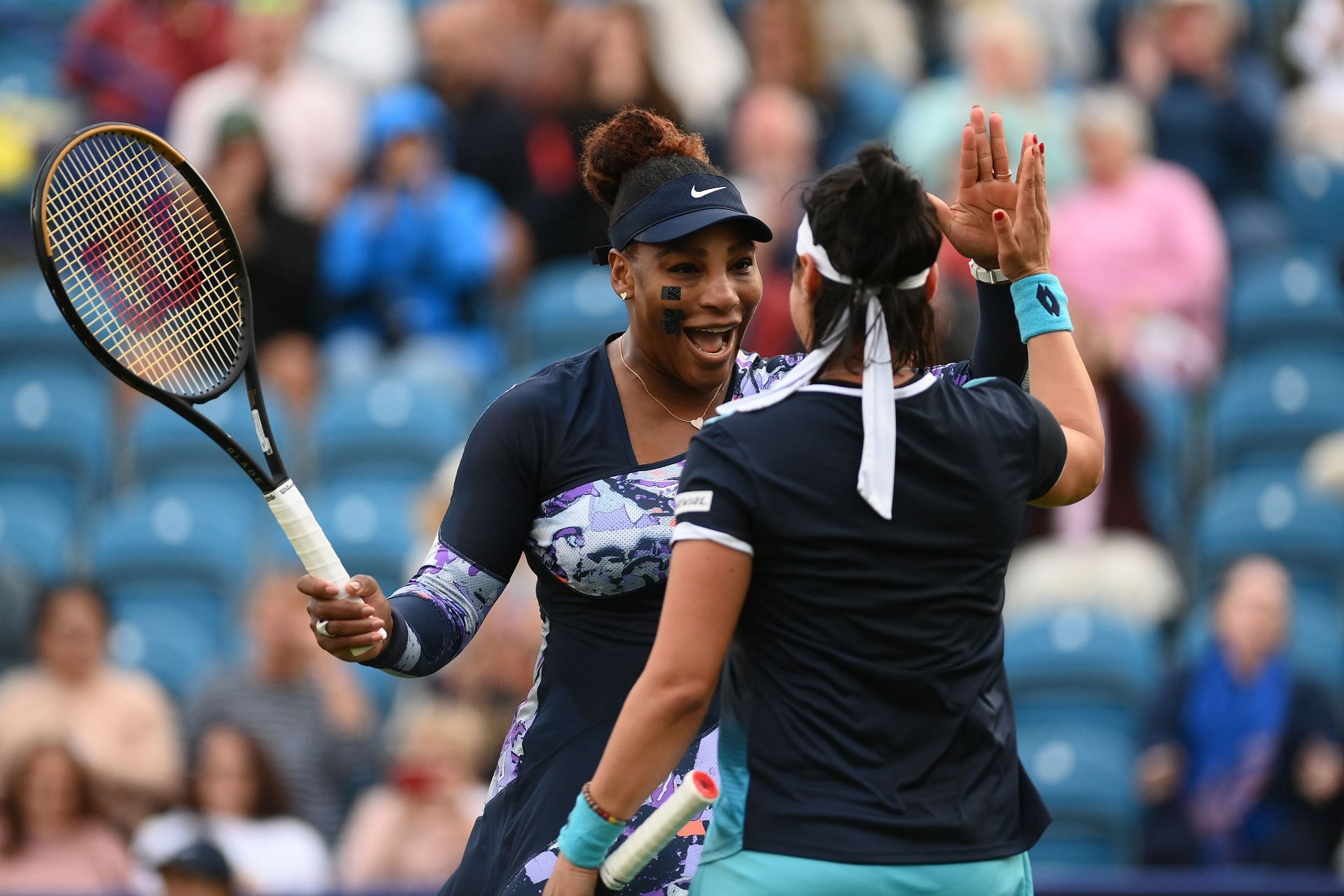 Serena Williams and Ons Jabeur pictured at the Rothesay International Eastbourne - Day Four.