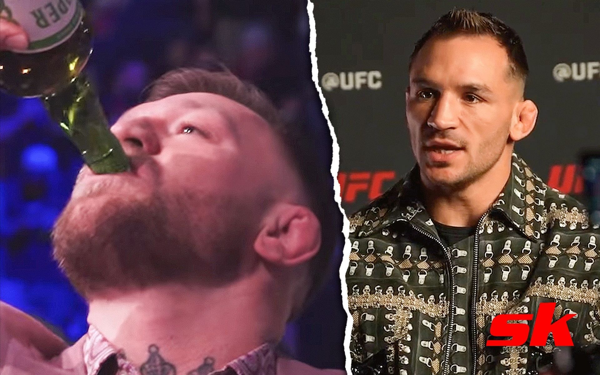 Conor McGregor drinking (Left) and Michael Chandler (Right) [Images via: @bareknucklefc and @mikechandlermma on Instagram]