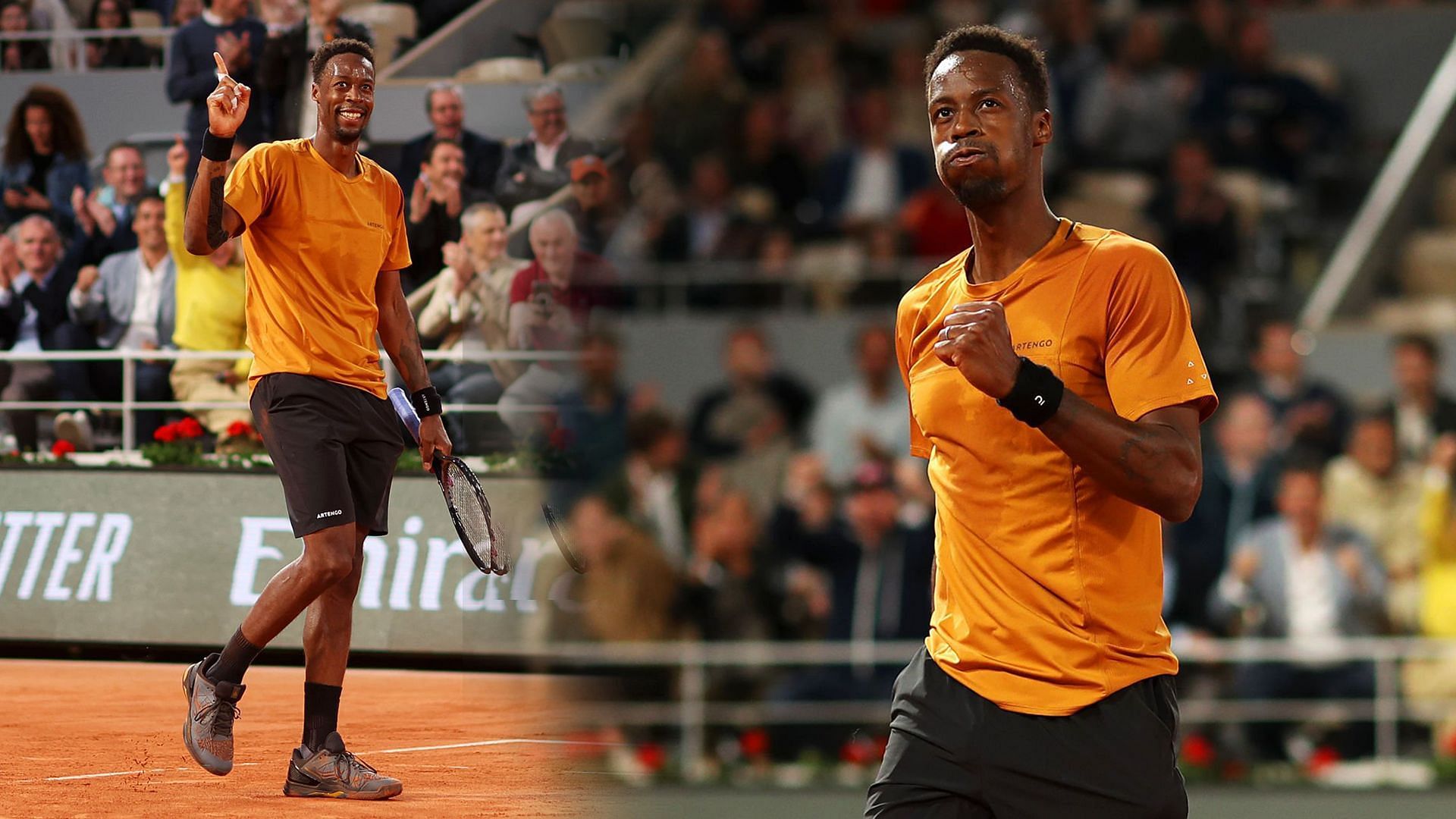 Gael Monfils experiences an emotional moment as he outlasts his opponent in the first round of the 2023 French Open 