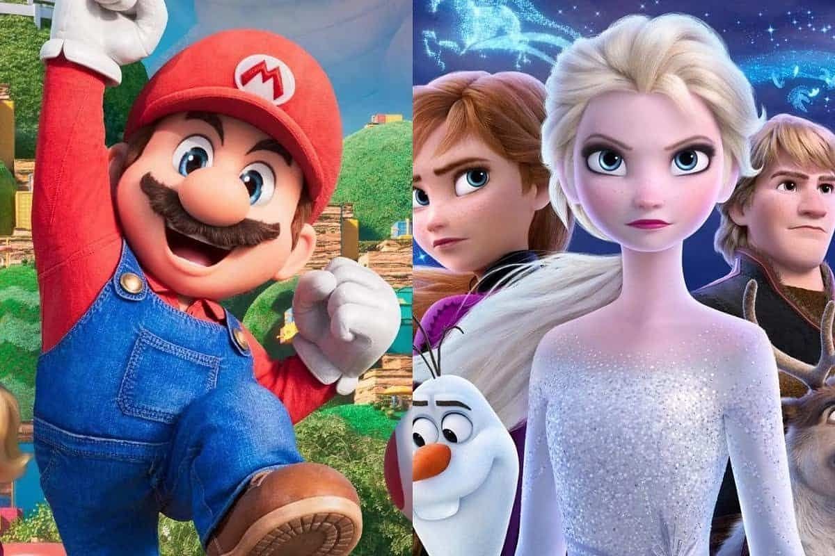 Super Mario Bros. vs. Frozen 2 (Image via Disney/Illumination)