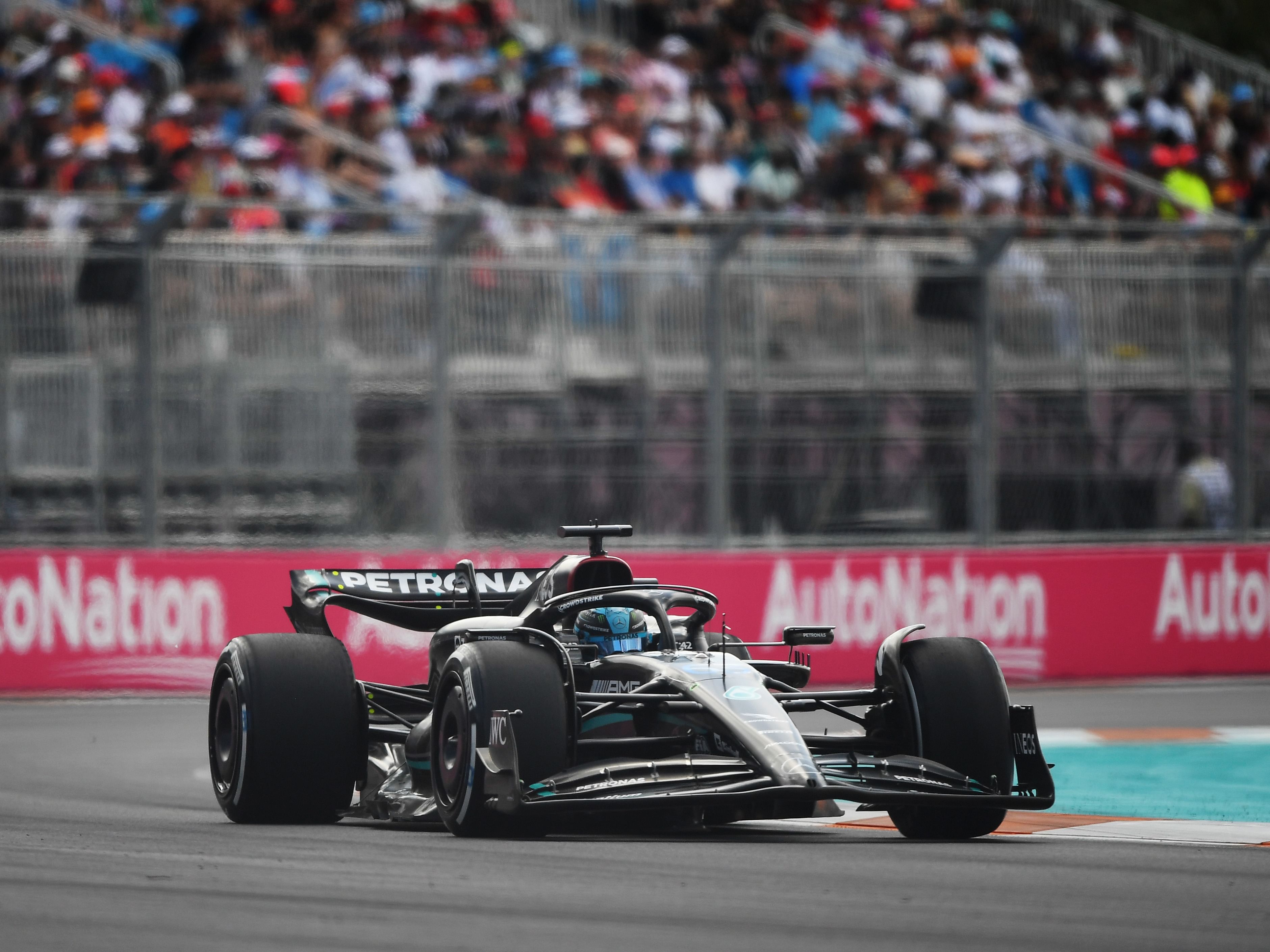 George Russell (63) on track during the 2023 F1 Miami Grand Prix (Photo by Rudy Carezzevoli/Getty Images)