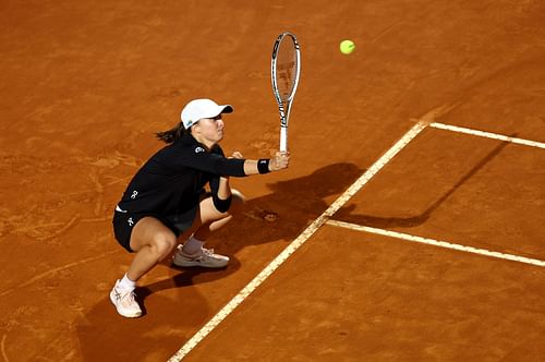 Iga Swiatek during her Italian Open match against Elena Rybakina.