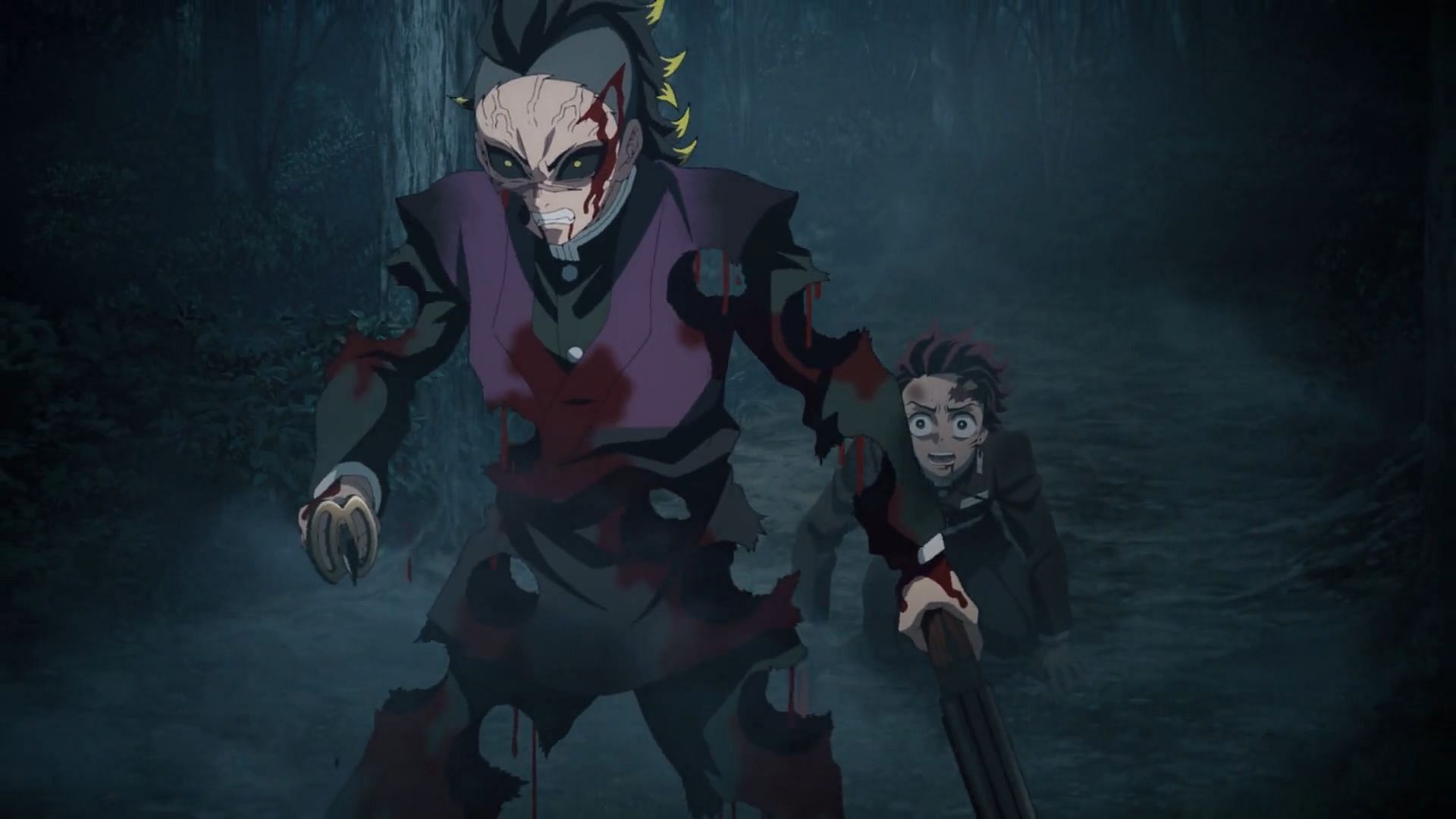 Genya rescuing Tanjiro in Demon Slayer season 3 episode 6 (Image via Ufotable)