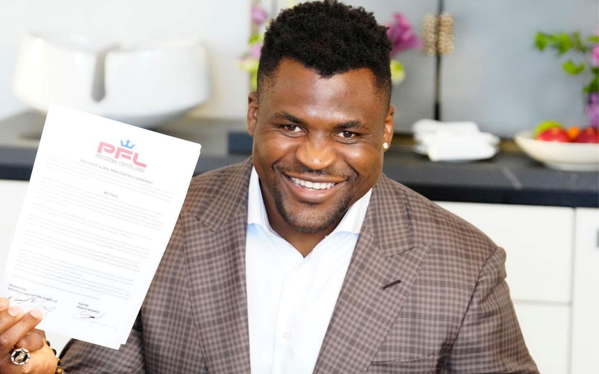 Francis Ngannou has signed a lucrative deal with PFL [Image credits: @spinninbackfist on Twitter]