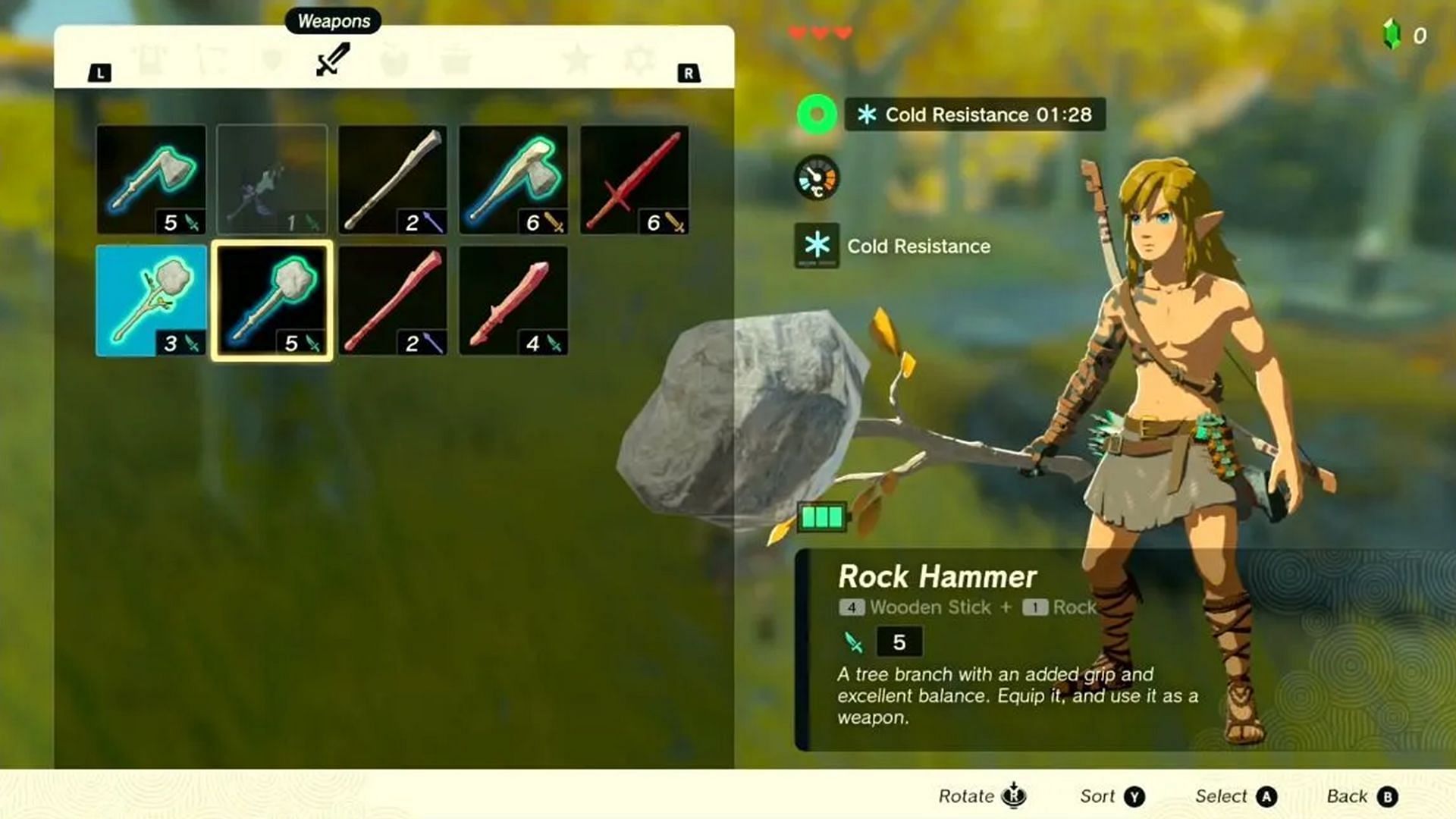 The Rock Hammer as seen in the game (Image via Nintendo)