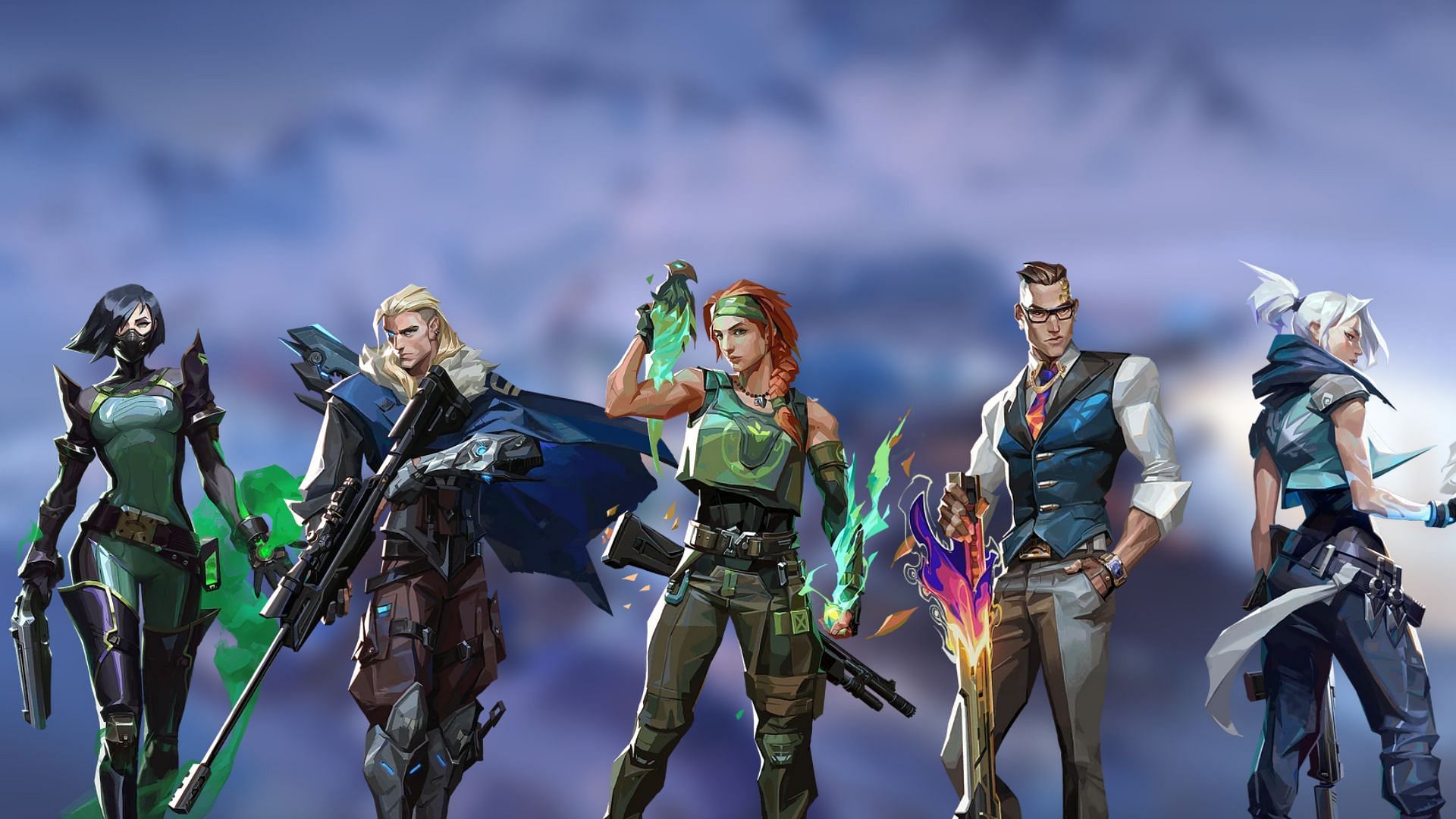 Skye, Viper, Chamber, Sova, Jett (image via Riot Games and Sportskeeda)