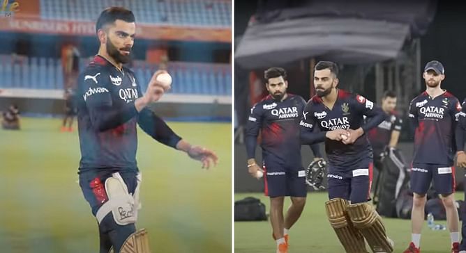 [Watch] Virat Kohli bowls in the nets, beats Glenn Maxwell during KGF's special training session ahead of SRH vs RCB