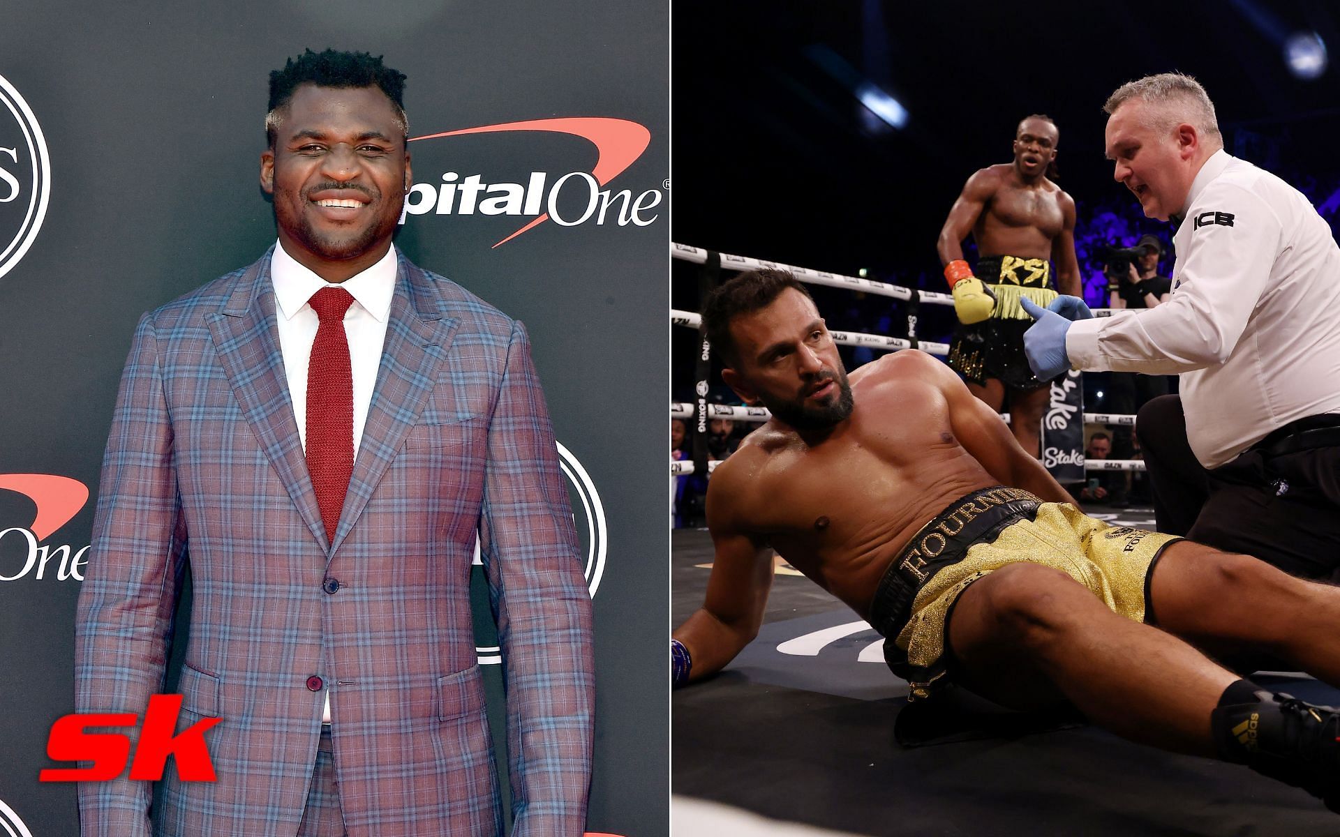 Francis Ngannou (left), KSI vs. Joe Fournier (right)