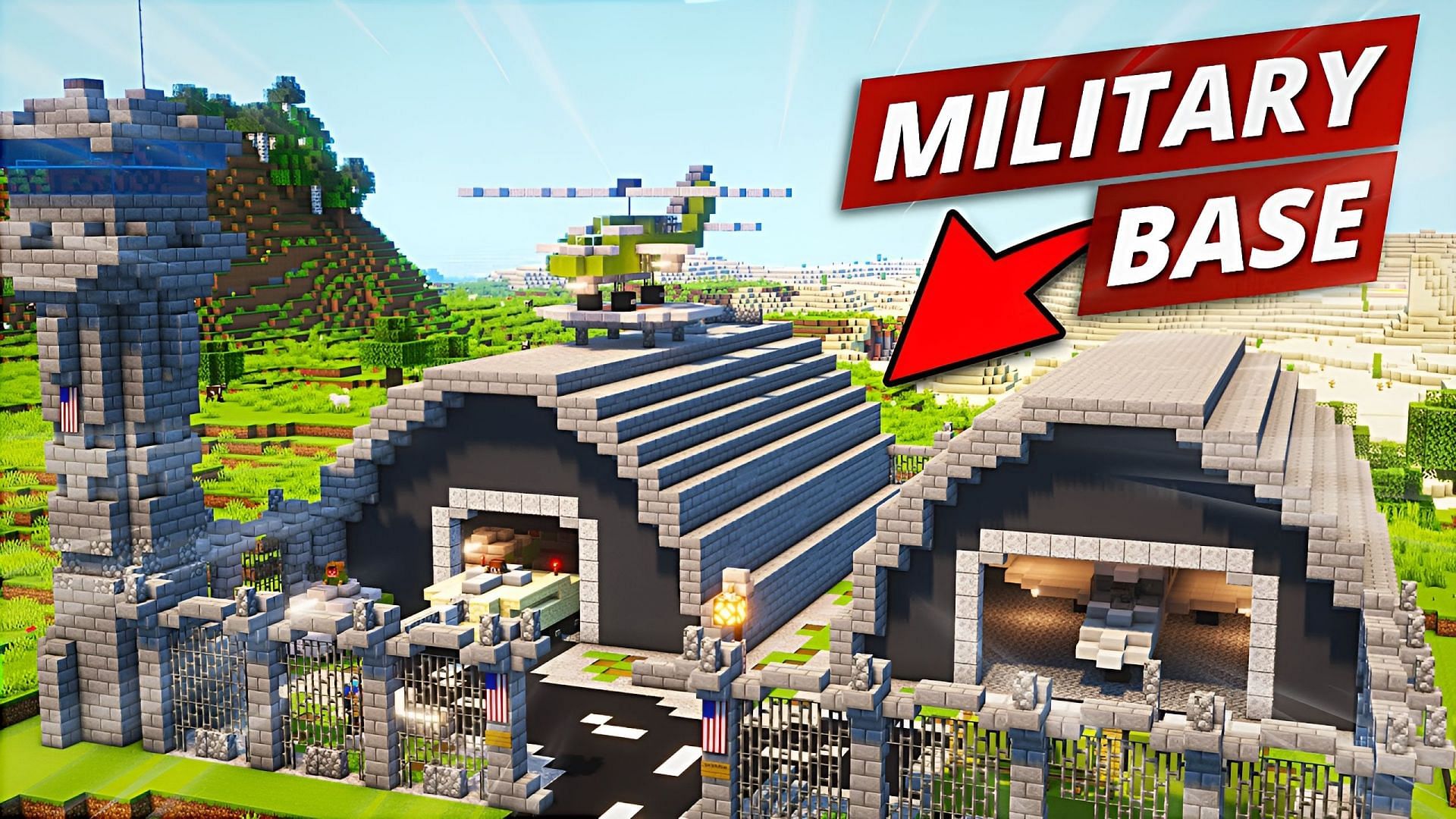 Military bases make for crazy cool Minecraft builds (Image via Youtube/SKYROAD Minecraft)