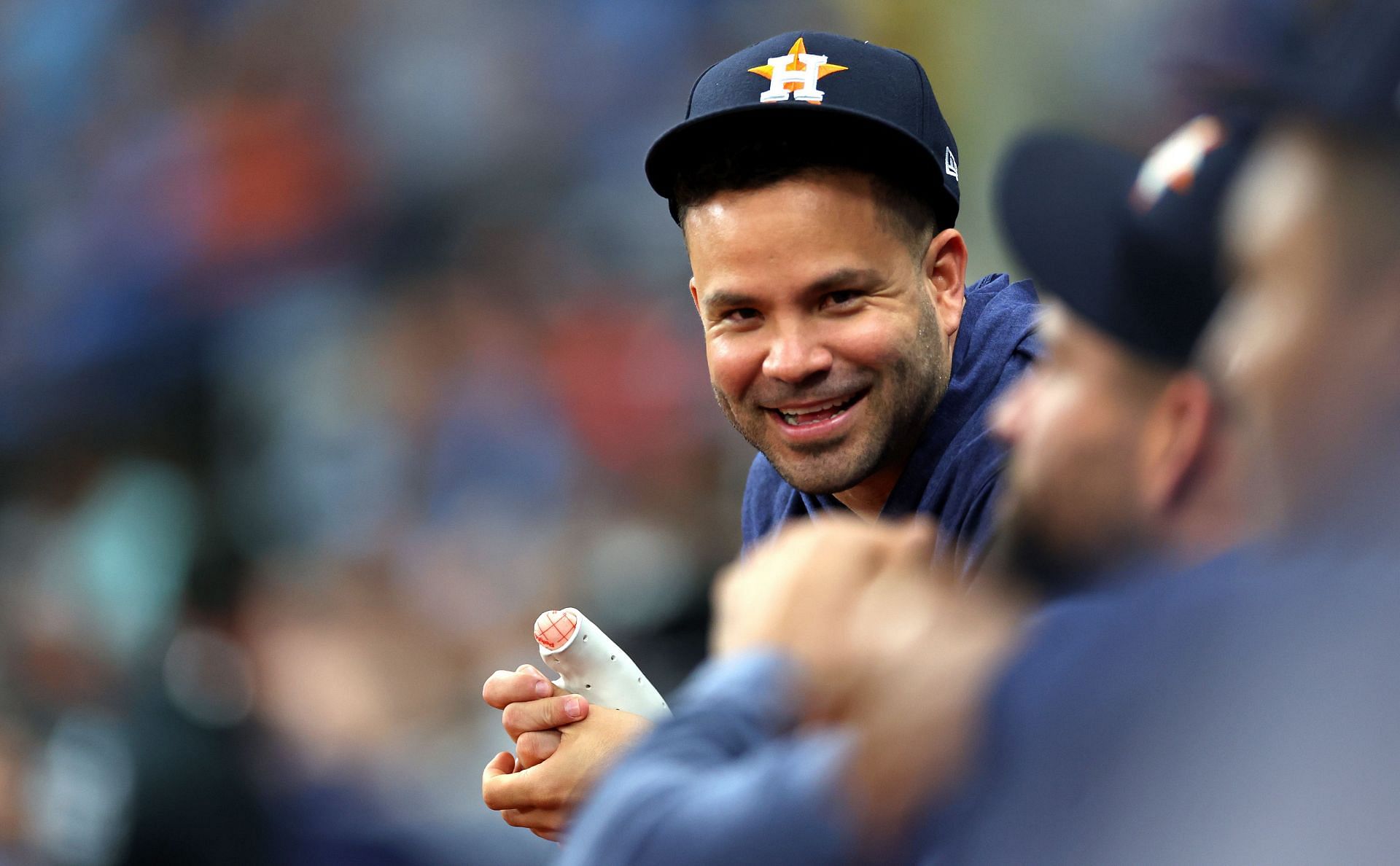 Jose Altuve of the Houston Astros looks on during a game against the Tampa Bay Rays at Tropicana Field