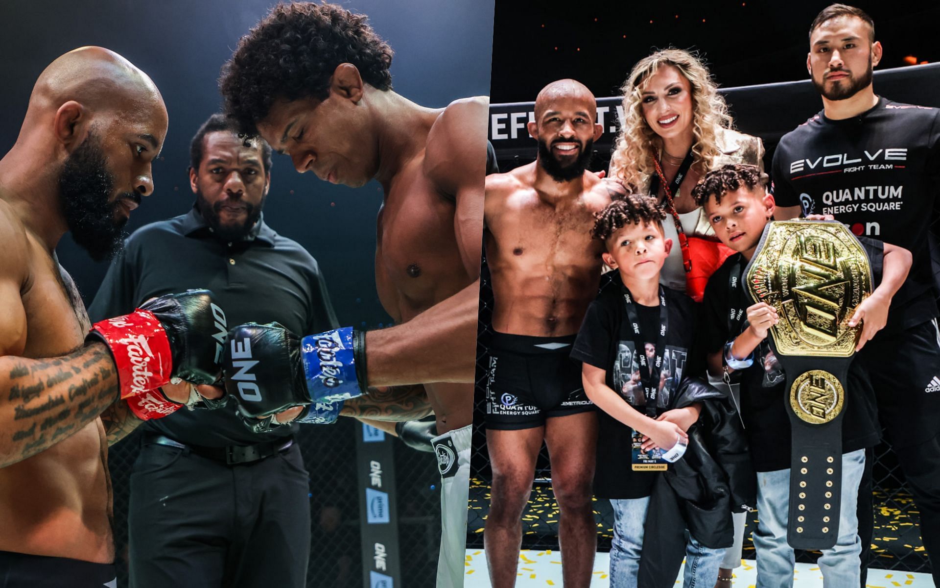 Demetrious Johnson and Adriano Moraes were all respect after their trilogy fight. -- Photo by ONE Championship