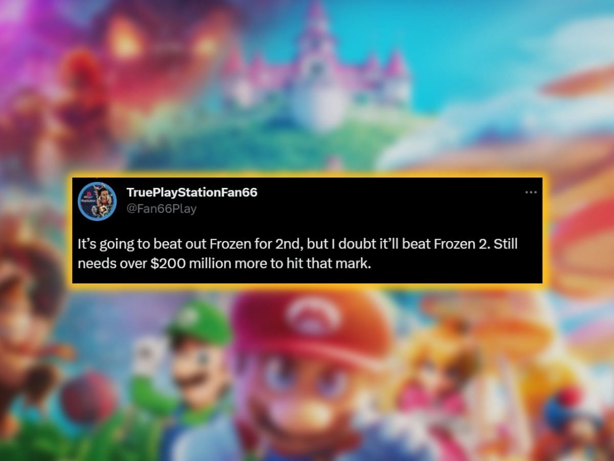 A fan&#039;s reaction to The Super Mario Bros. Movie&#039;s success on Discussing Film&#039;s original post (Image via Twitter/Sportskeeda)