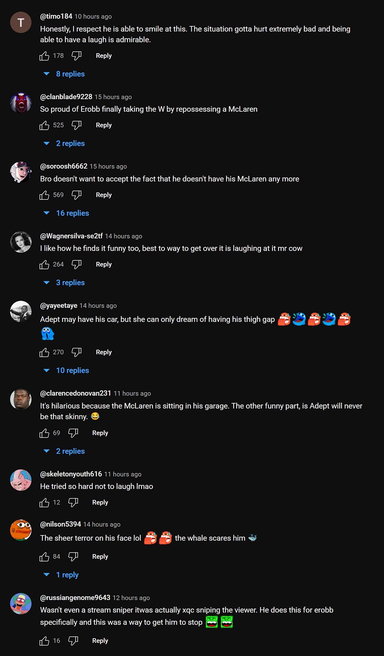 Viewers commenting on the trolling (Image via xQc Clips/YouTube)