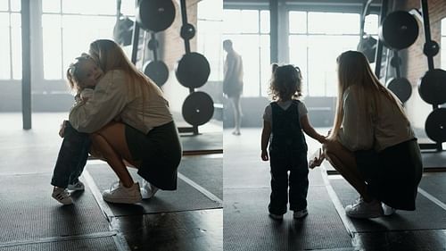 Brittany Lynne and Sterling Skye Mahomes at Patrick Mahomes' workout (credit: IG/@brittanylynne)