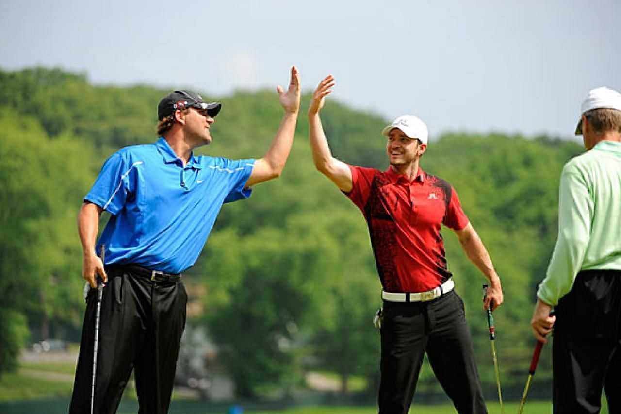 Ben Roethlisberger and Justin Timberlake at the 2009 Golf Digest U.S. Open Challenge