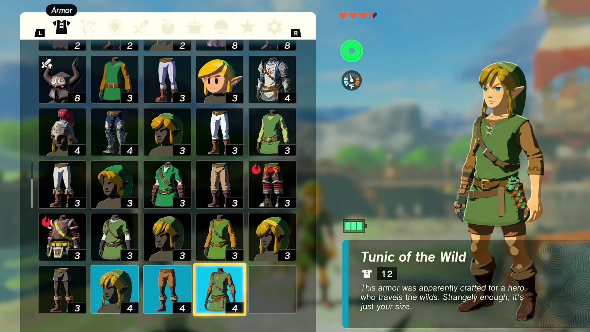 Armor of the Wild as seen in the game (Image via Nintendo)