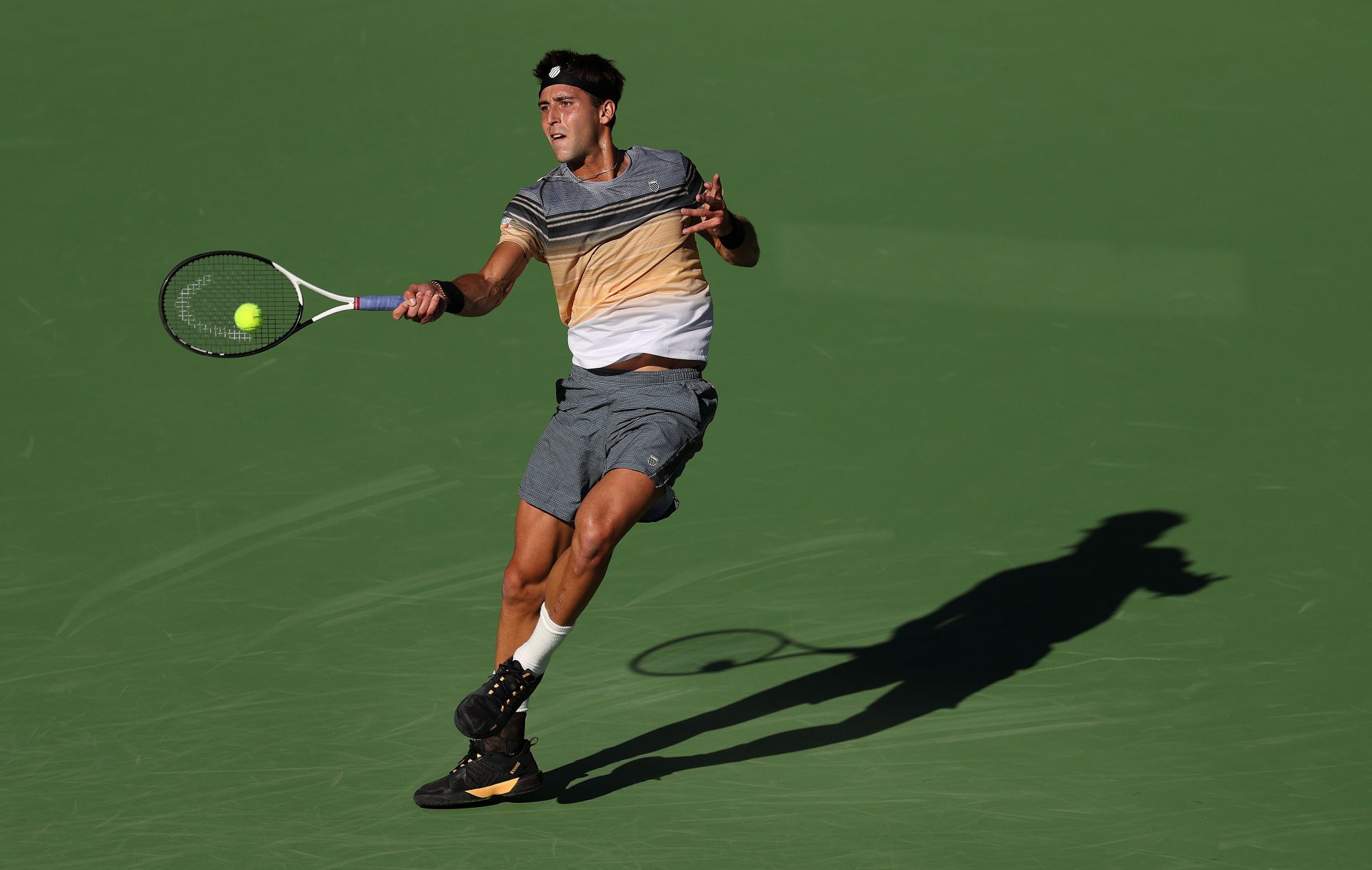 May 10, 2023, ROME: Fabio Fognini of Italy in action during his men's  singles first round match against Andy Murray of Britain (not pictured) at  the Italian Open tennis tournament in Rome