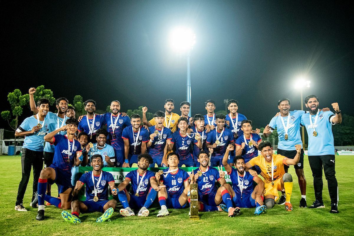 Bengaluru FC celebrating their second consecutive RFDL title.