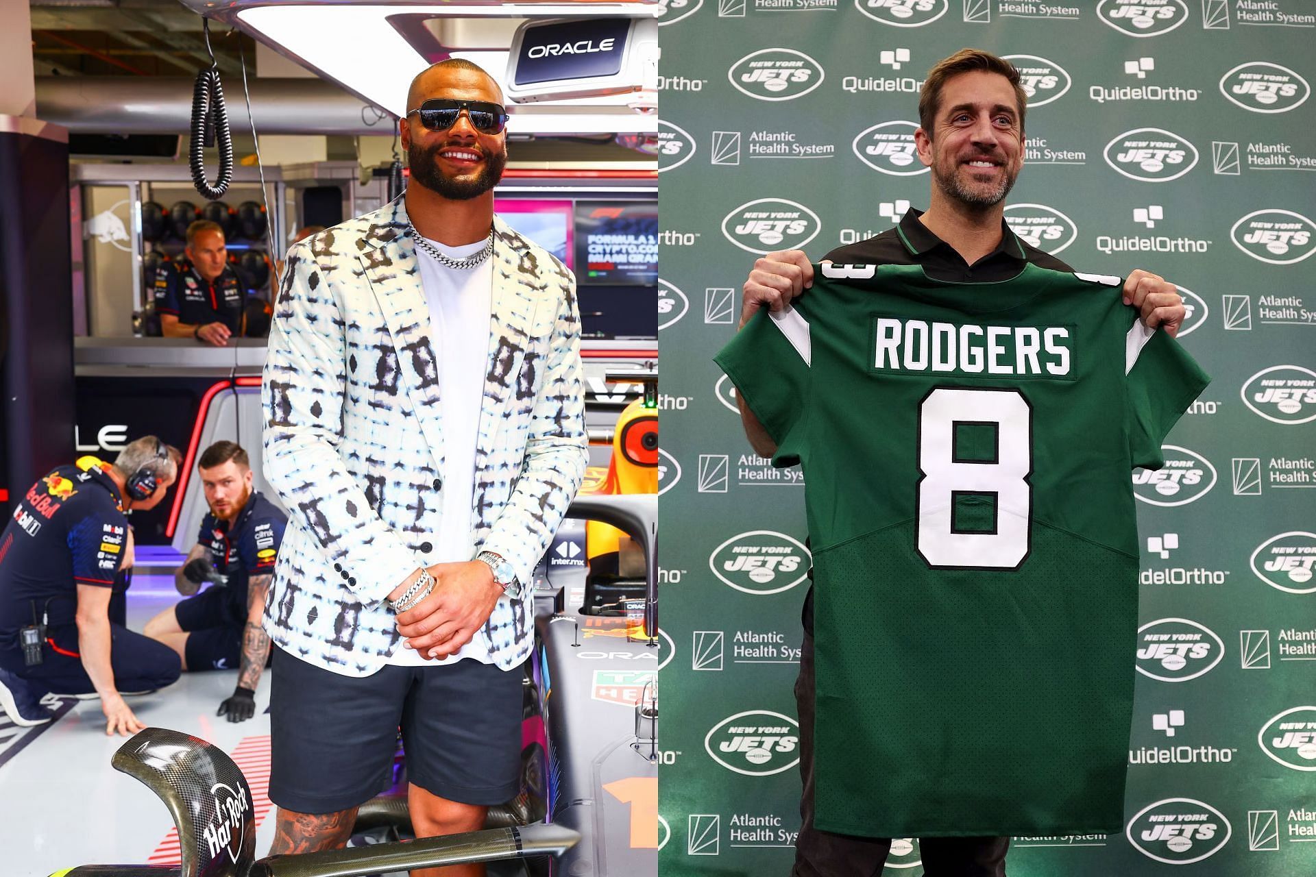 Dak Prescott (L) and Aaron Rodgers (R)