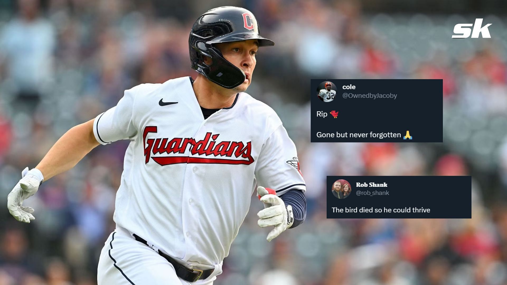 Will Brennan #17 of the Cleveland Guardians runs out a solo home run during the third inning against the Chicago White Sox at Progressive Field on May 23rd.