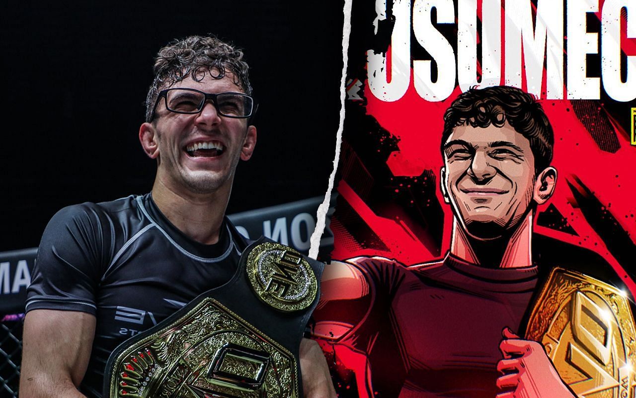 Mikey Musumeci (Left) and Musumeci&rsquo;s comic book graphic (Right)