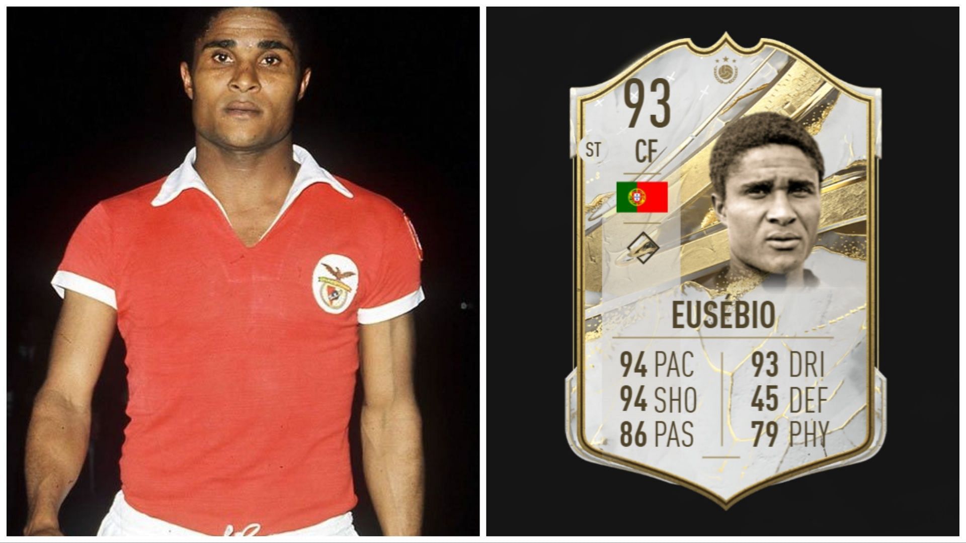 Prime Icon Eusebio has been leaked (Images via Getty and EA Sports)
