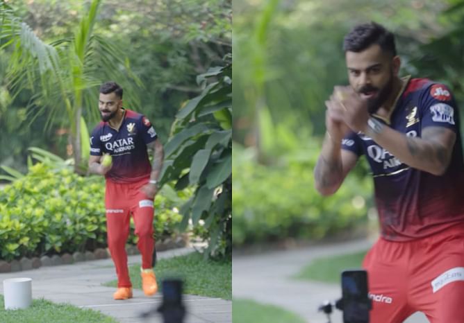 [Watch] Virat Kohli and a couple of his RCB teammates participate in a fun bowling task off the field