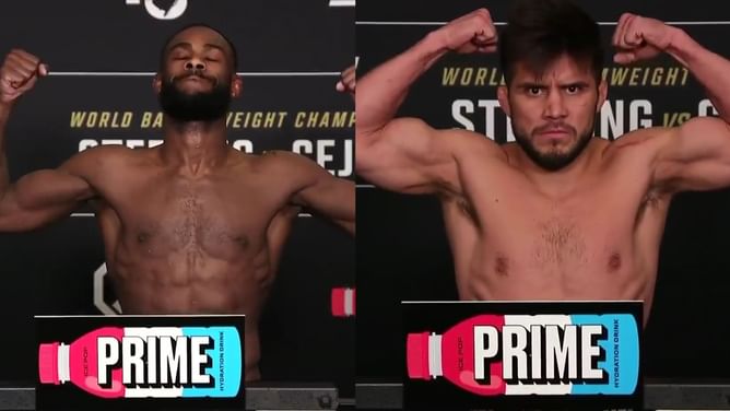 Watch: Henry Cejudo's team heckles Aljamain Sterling with "and new" chants during weigh-ins ahead of UFC 288 showdown