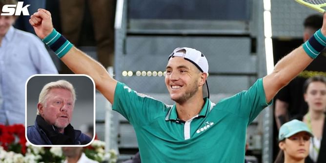 Boris Becker congratulates compatriot Jan-Lennard Struff after German upsets Stefanos Tsitsipas to reach Madrid Open SF