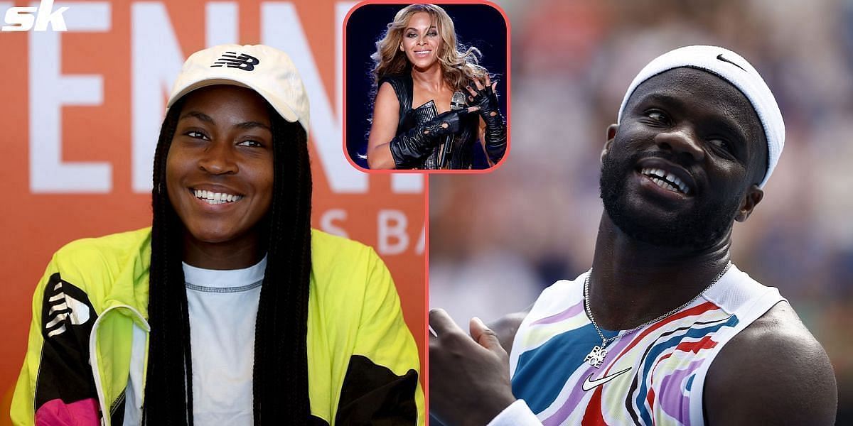 Coco Gauff(R), Frances Tiafoe(L) and Beyonc&eacute;(Inset)