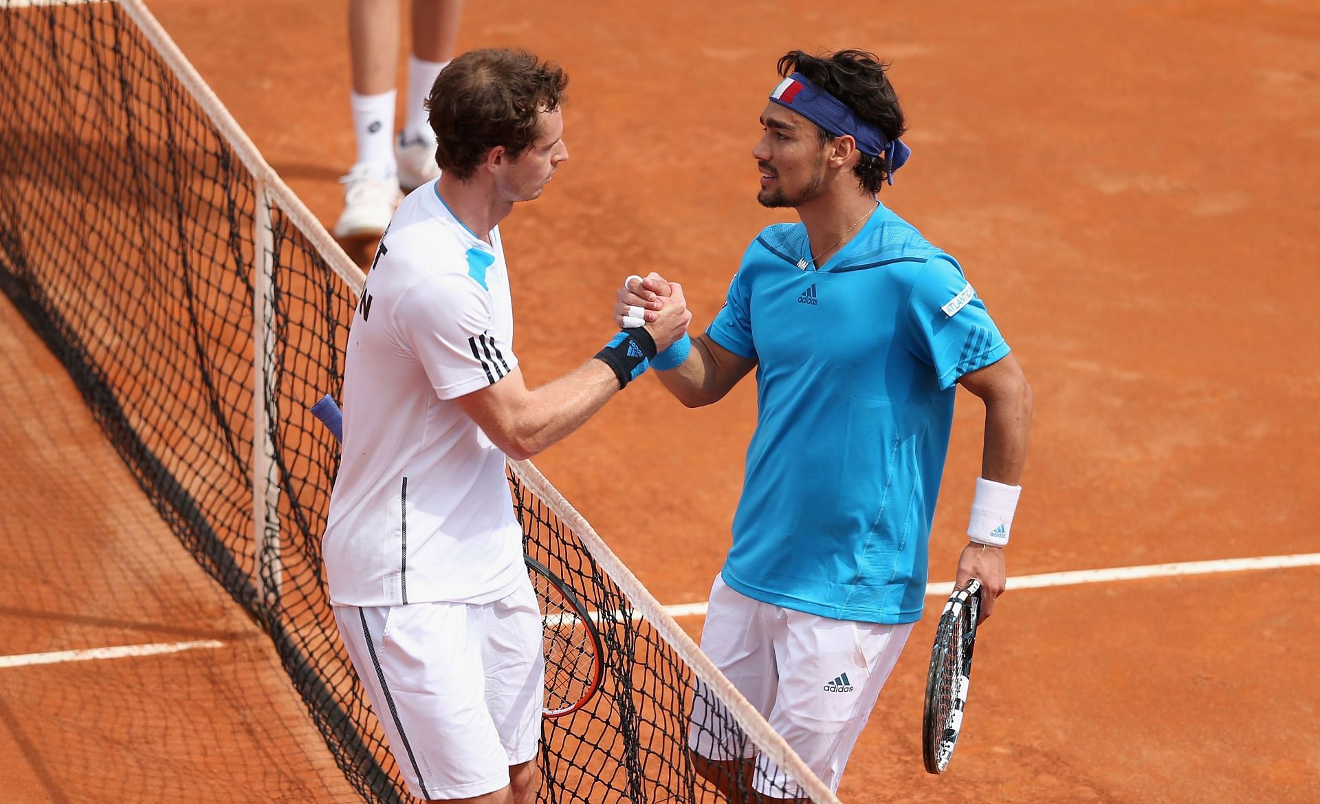 Andy Murray (L) and Fabio Fognini