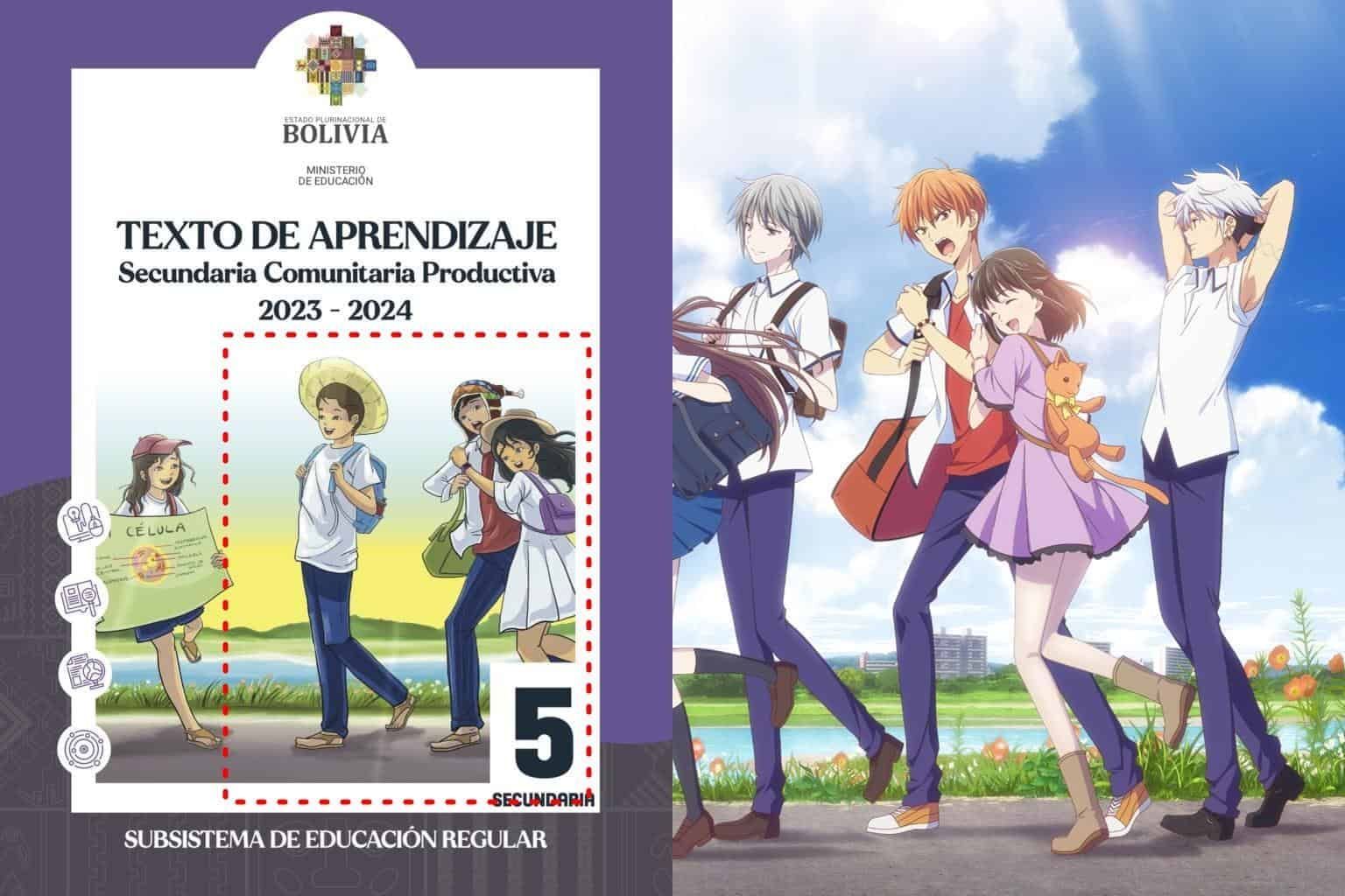 5th grade textbook in Bolivia that plagiarized visual from Fruits Basket (Image via Bolivian Ministry of Education, Natsuki Takaya)