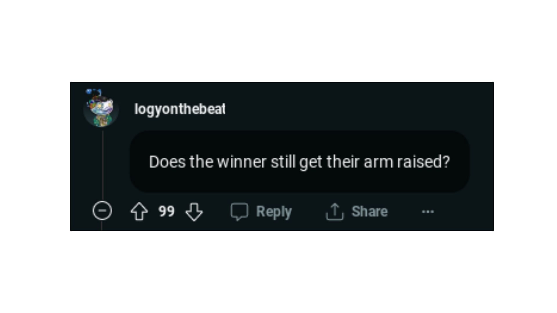 A Reddit users comment