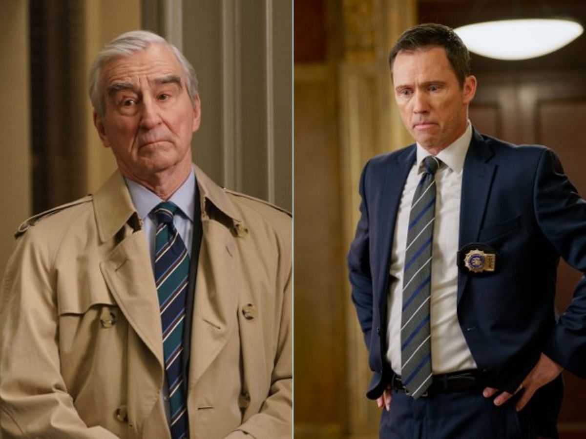 Sam Waterston as District Attorney Jack McCoy (left) and Jeffrey Donovan as Detective Frank Cosgrove. (Image via Twitter/@lawandordertv)