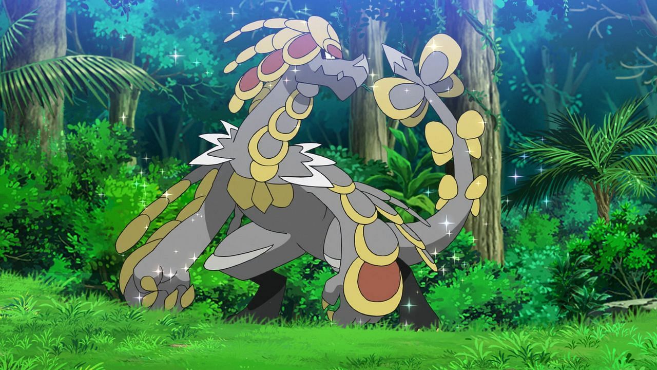 Kommo-o as it appears in the anime (Image via The Pokemon Company)