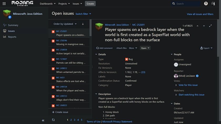 First, you must check if there is any current bug report on the issue you are about to raise for any Minecraft game (Image via Sportskeeda)
