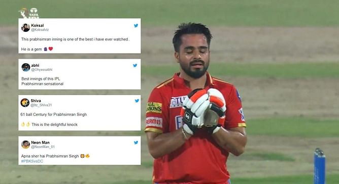 "He is a gem" - Fans erupt as Prabhsimran Singh smashes his maiden IPL ton during DC vs PBKS