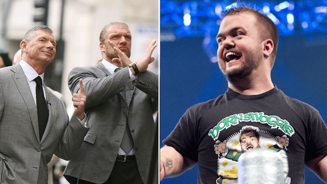 Vince and Triple H (left); Hornswoggle (right)