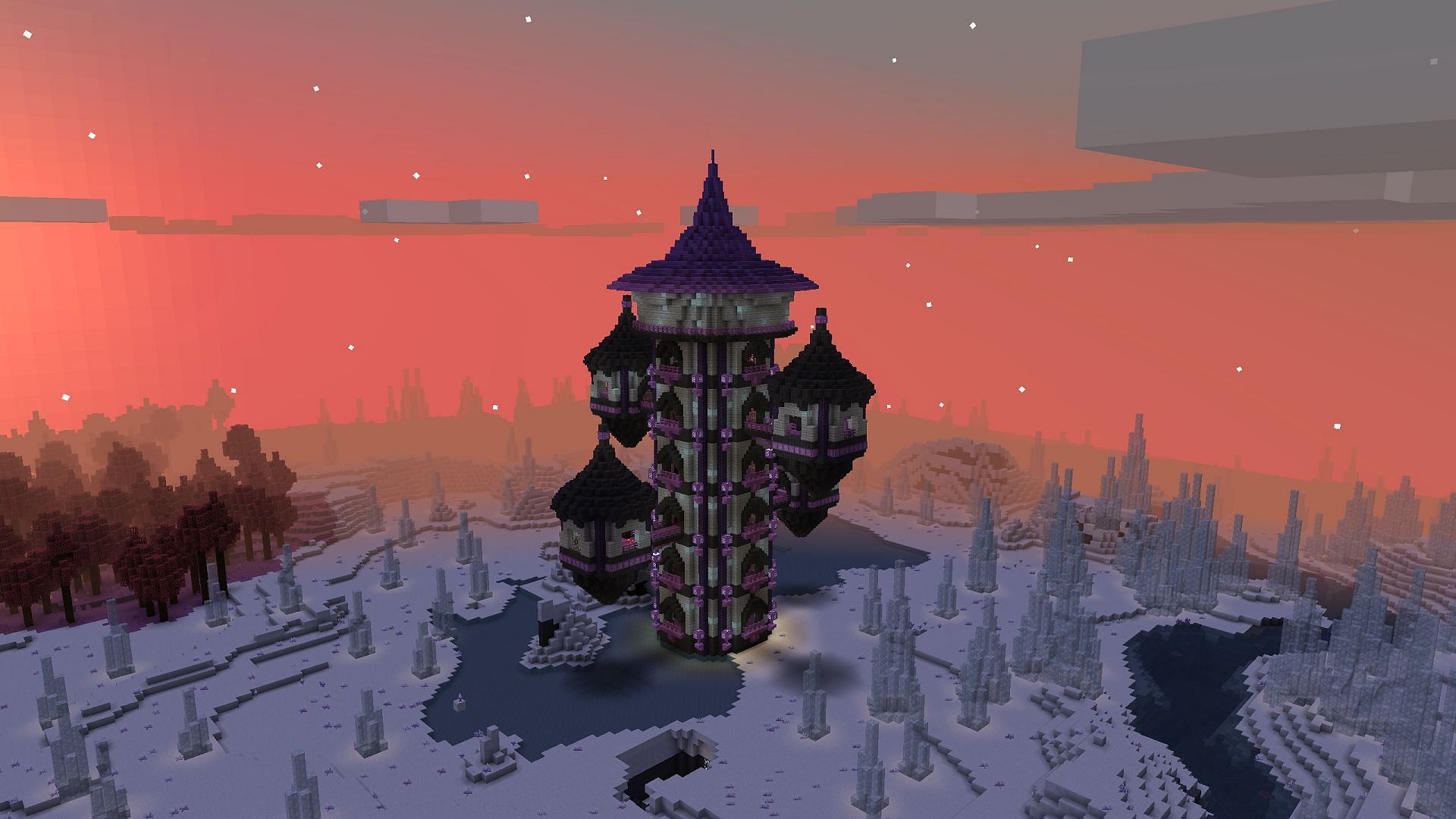 The Blinding Tower as seen in the Minecraft mod Blue Skies (Image via ModdingLegacy)