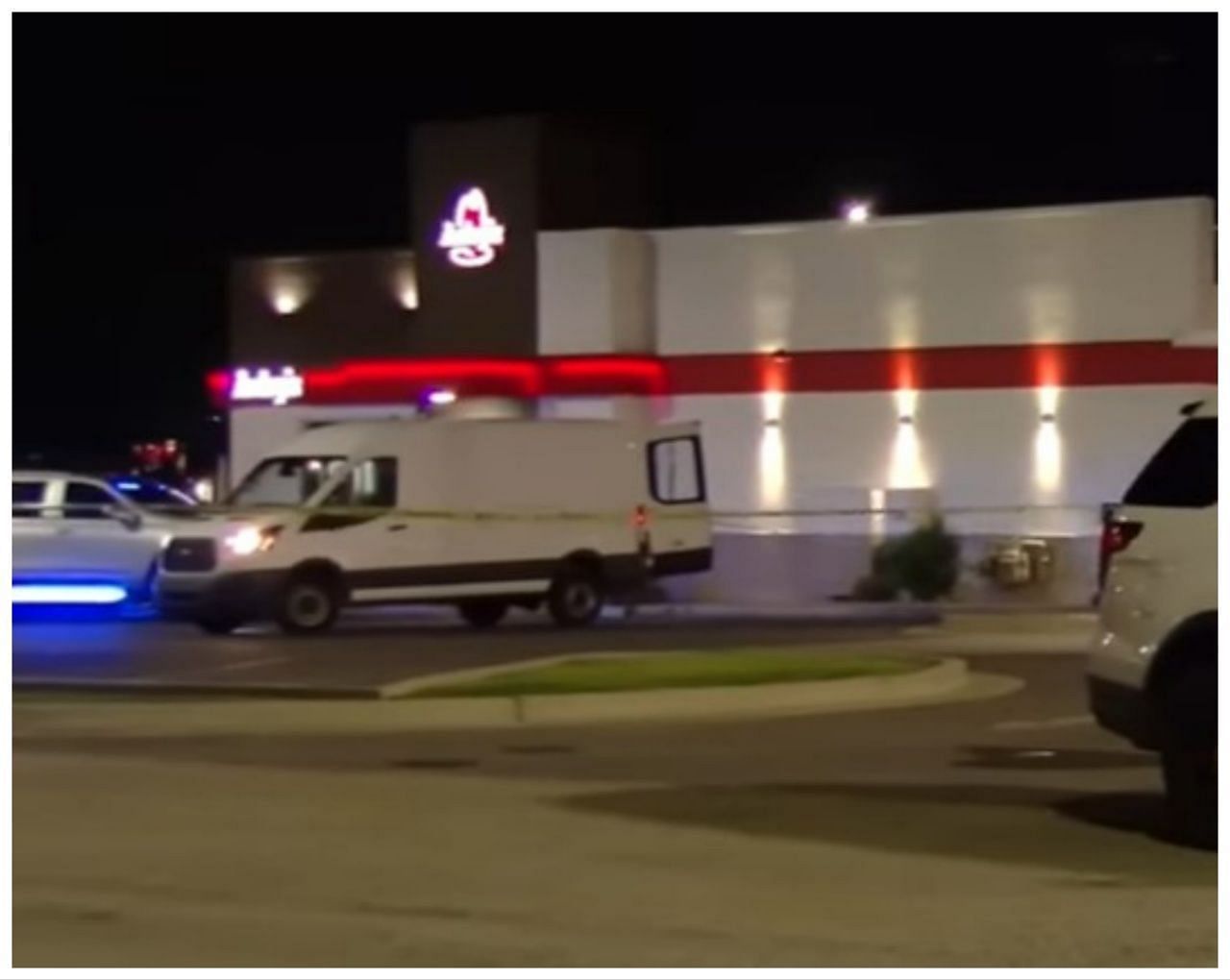 Police outside Arby&#039;s following Le&#039;s death (Image via WRAL)