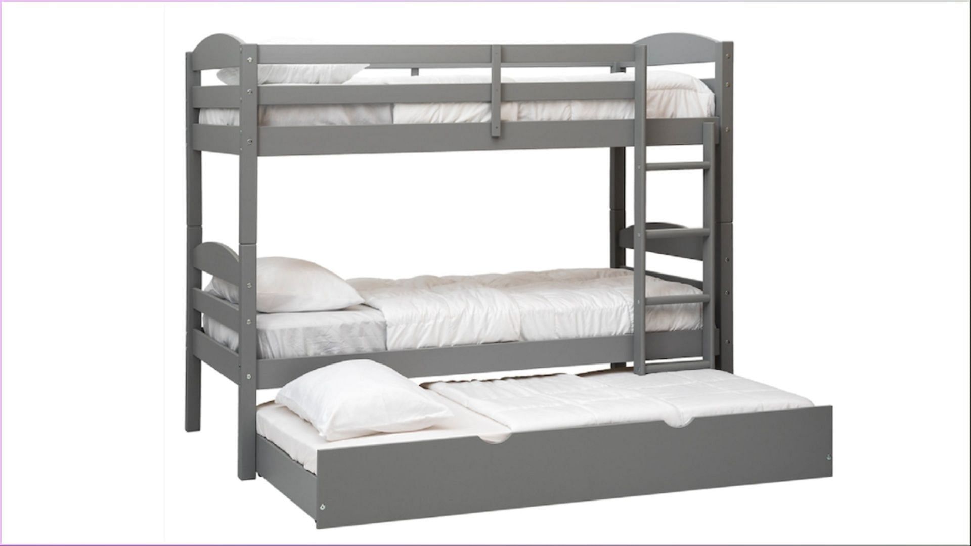 Recalled Walker Edison Furniture Solid Wood Twin over Twin Bunk Bed + Storage/Trudle Bed Gray (Image via CPSC)