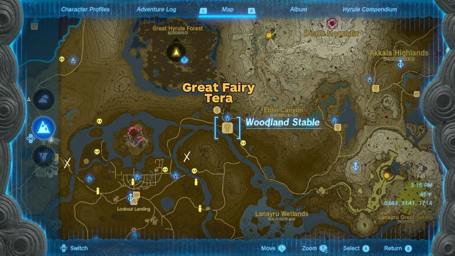 Great Fairy Tera location (Image via Nintendo)